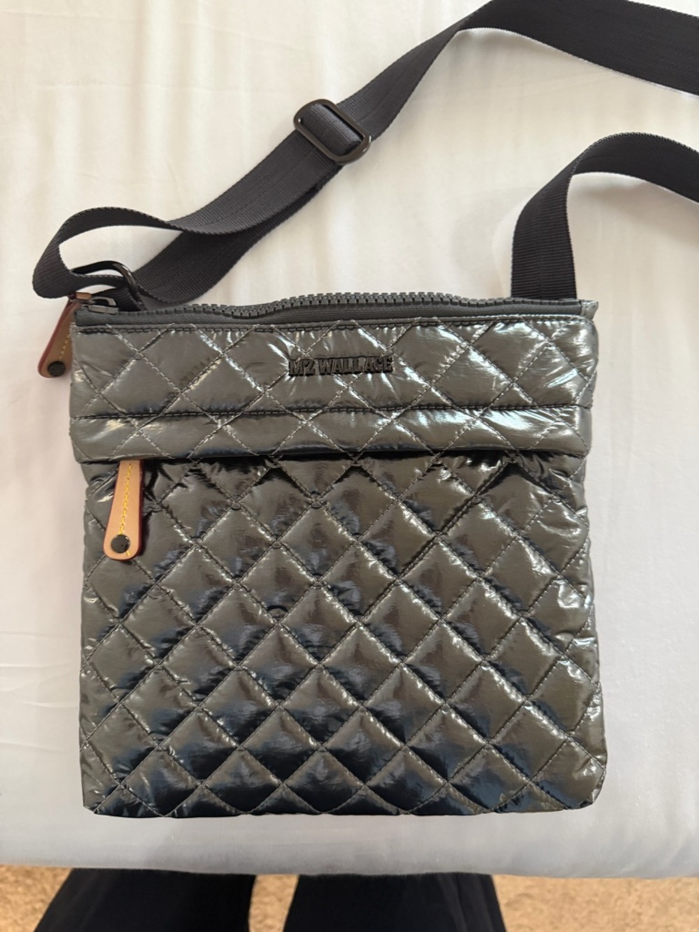 MZ Wallace Metro Flat Crossbody Bag — Pewter — New Without Tags - Picture 7 of 8